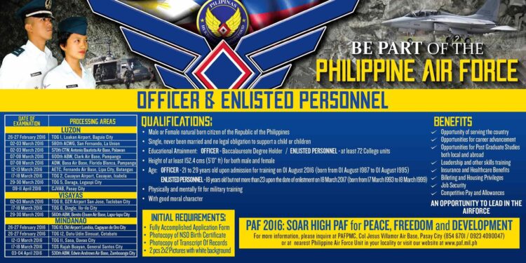Philippine Air Force is looking for new personnel