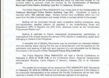 Bagong PNP Station sa Calatrava, hinahanapan na ng bidders