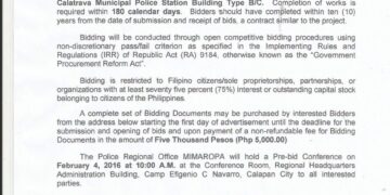 Bagong PNP Station sa Calatrava, hinahanapan na ng bidders