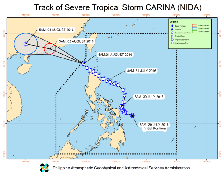 ‘Carina’ out of PAR, all warning signals lifted
