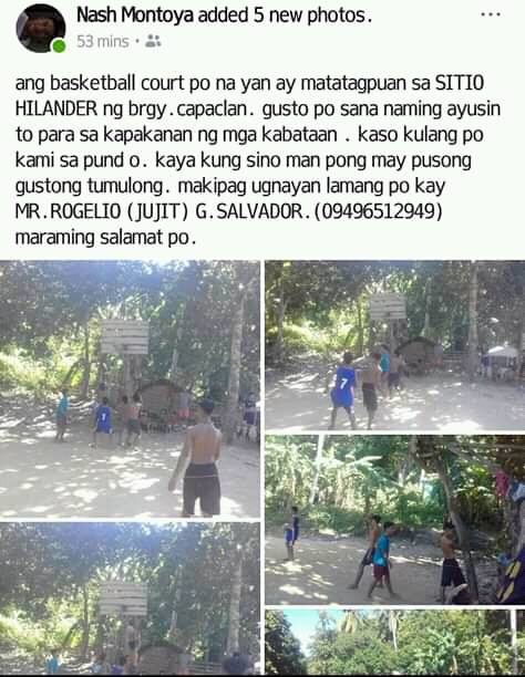 Basketball Court para sa mga kabataan ng Sitio Hilander - Capaclan, Romblon