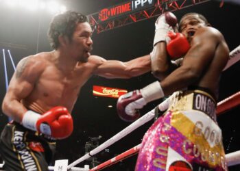 Pacquiao, 40, dominates 29-year-old Adrien Broner to retain his WBA welterweight title at the MGM Grand Arena on Sunday (Jan. 20, 2019). (Photo courtesy of Twitter/@ShowtimeBoxing)
