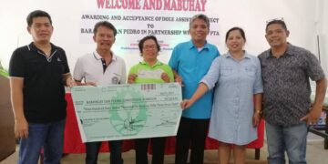 In Photos: Mr. Carlo B. Villaflores, DOLE Romblon FO Head; Hon. Faigmani, Brgy. Captain of San Pedro, CNHS PTA President, Mayor Fabreag of Concepcion, Romblon, Ma'am Monette Fuedo, CHNS Principal and Mr. Bob Fanoga, PESO Manager