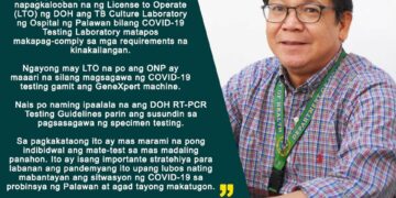 COVID-19 testing laboratory sa Palawan, may ‘license to operate’ na