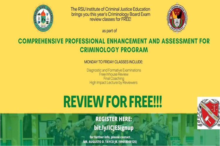 Libreng review class para sa mga graduate ng criminology, offer ng RSU