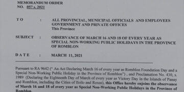March 16 and 18 are Special Non-Working Holidays
