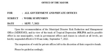Gov’t work, classes in Banton island suspended due to Jolina