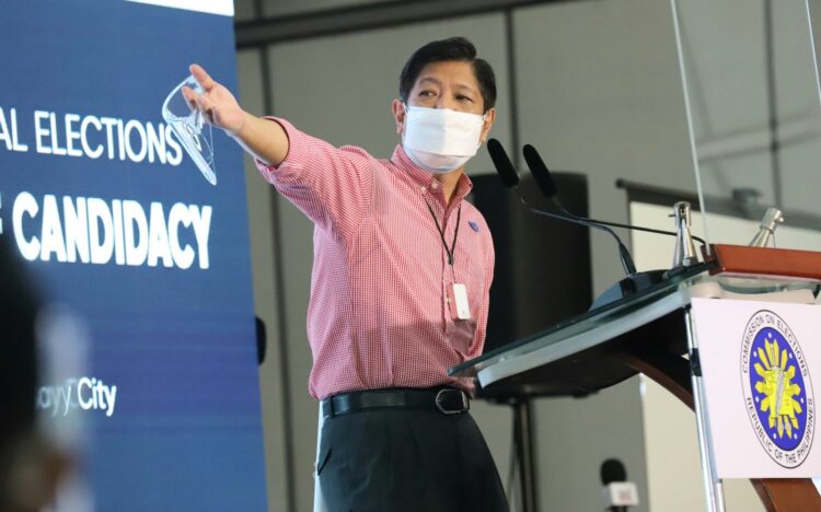 Bongbong Marcos files candidacy for president