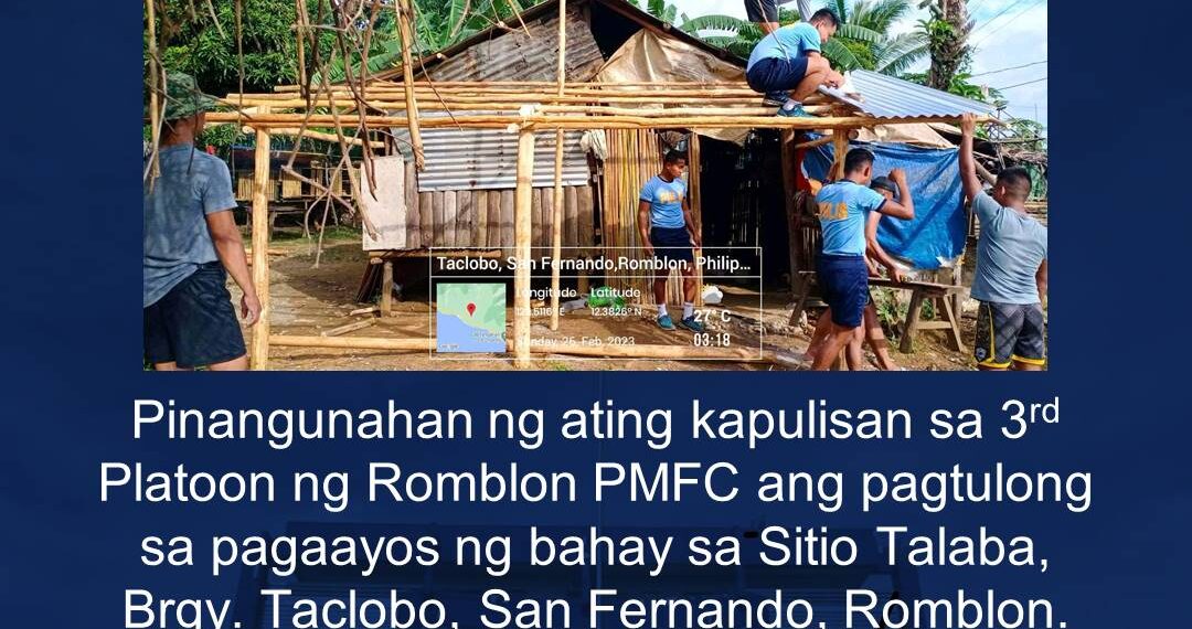 ‘BAYANIHAN’: Mga pulis, tumulong sa paggawa ng bahay sa Brgy. Taclobo