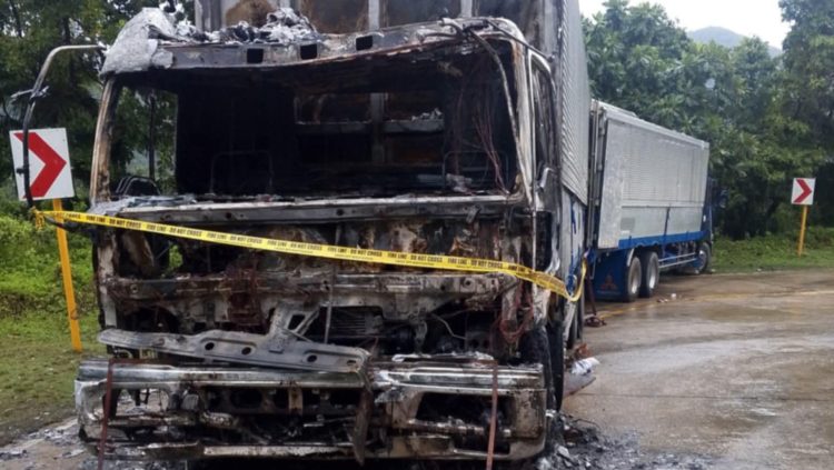 Truck, nasunog sa San Agustin, Romblon