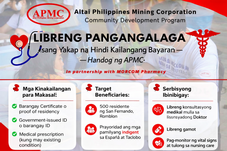 Libreng medical check-up, ilulunsad ng Altai Mining sa San Fernando, Romblon