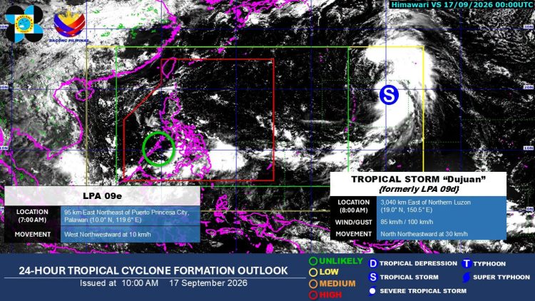 LPA sa silangan ng Palawan, magdadala ng pag-ulan sa Romblon